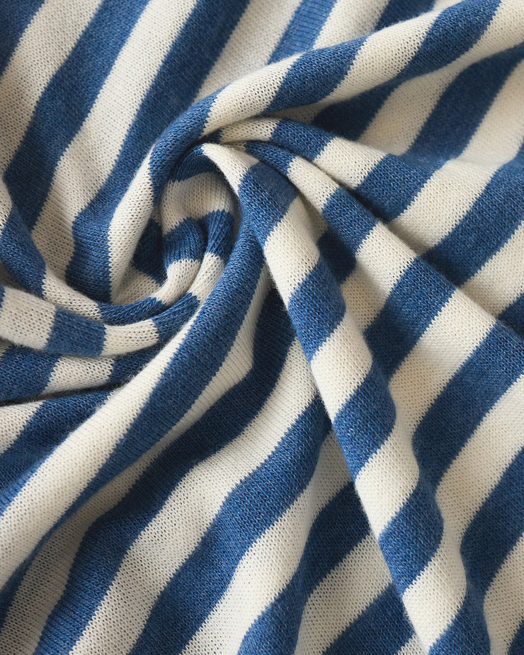 Close-up of blue and white striped fabric