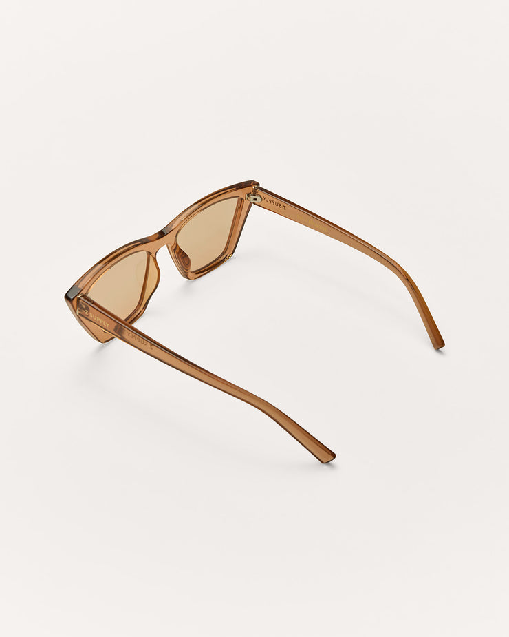 Brown sunglasses on a light beige background