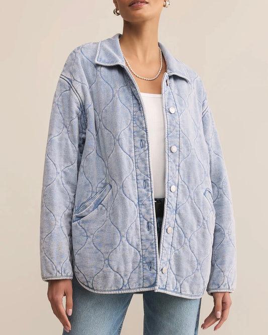 Boulder Knit Denim Jacket - Washed Indigo