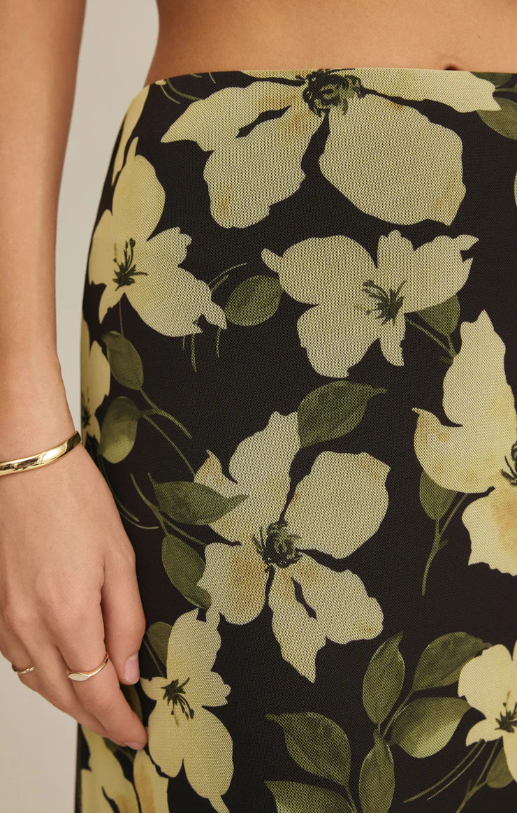 Eda Ren Floral Mesh Midi Skirt