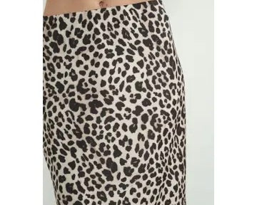 Aaron & Amber Leopard Satin Midi Skirt