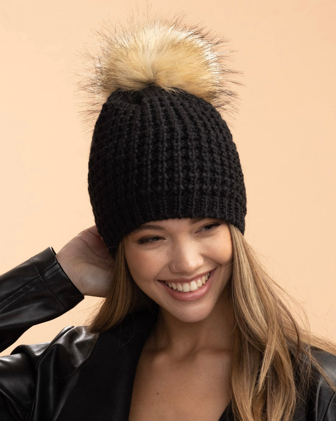 Kyi Kyi Faux Fur Pom Classic Beanie