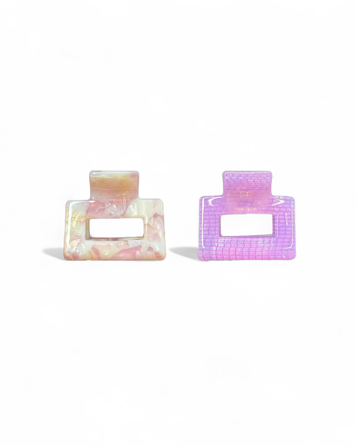The HoneyLux Acetate Mini Square Claws in the color Sweetheart on a white background