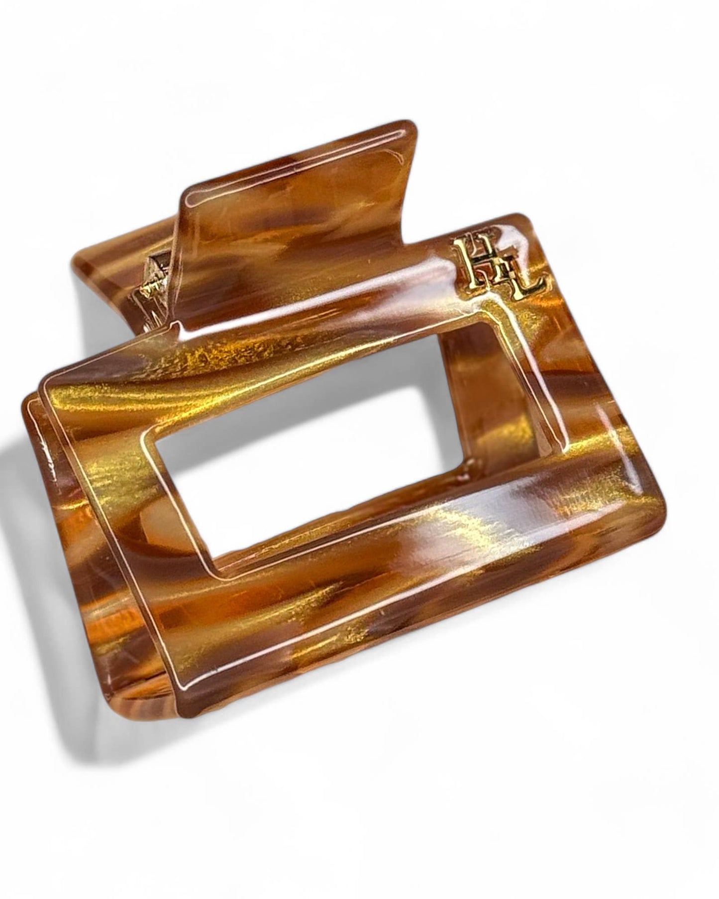 The HoneyLux Ecofriendly Acetate Midi Clip in the color Hazel Honey on a white background.