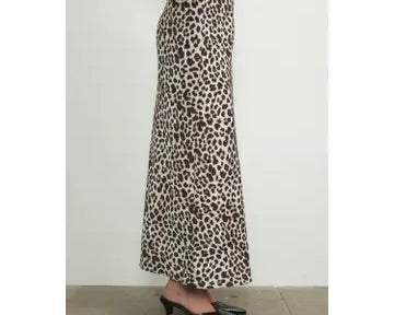 Aaron & Amber Leopard Satin Midi Skirt