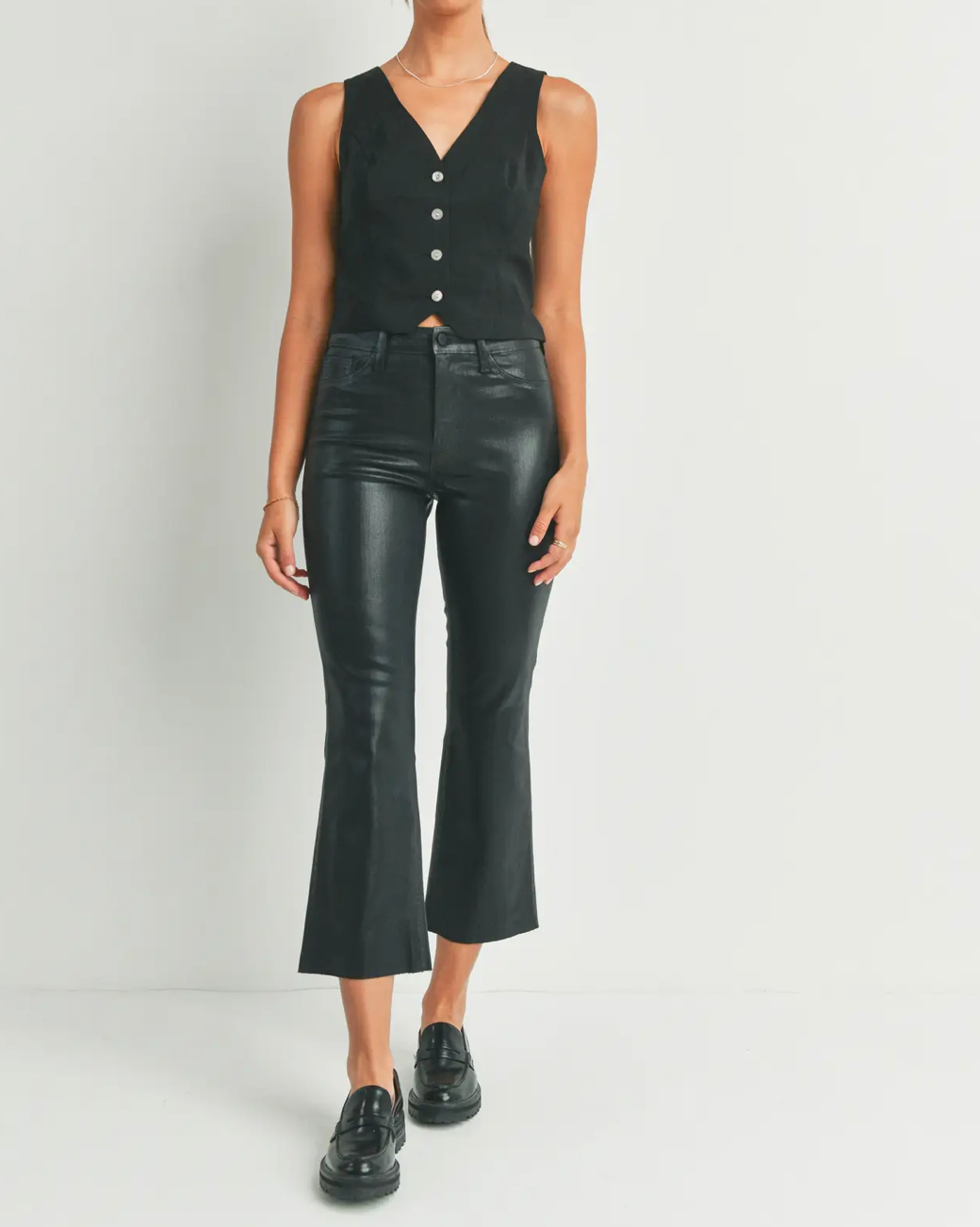 Just Black Denim Waxed Cropped Kick Flare