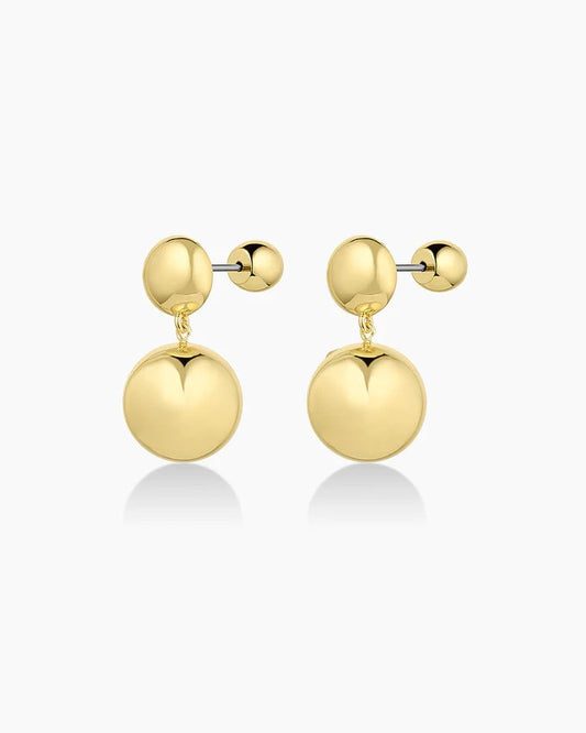 Image of Gorjana Newport gold drop earrings on a white background