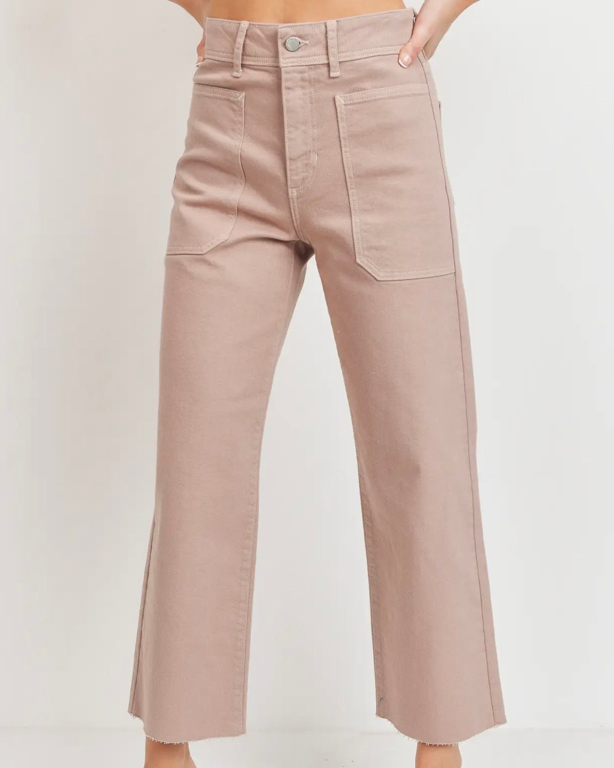 image of Just Black Denim HR Utility Wide Leg-Clay pants on a white background