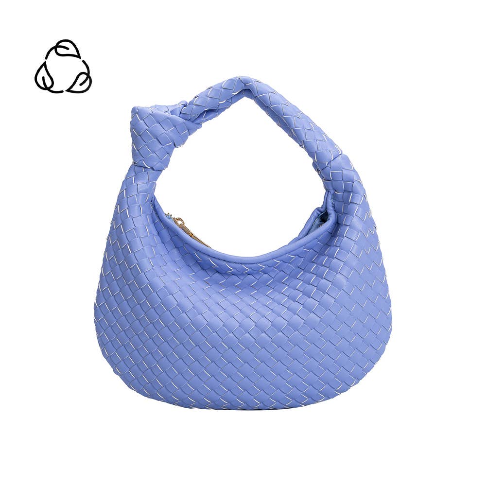 Image of Melie Bianco Drew small recycled vegan top handle bag in sky on a white background