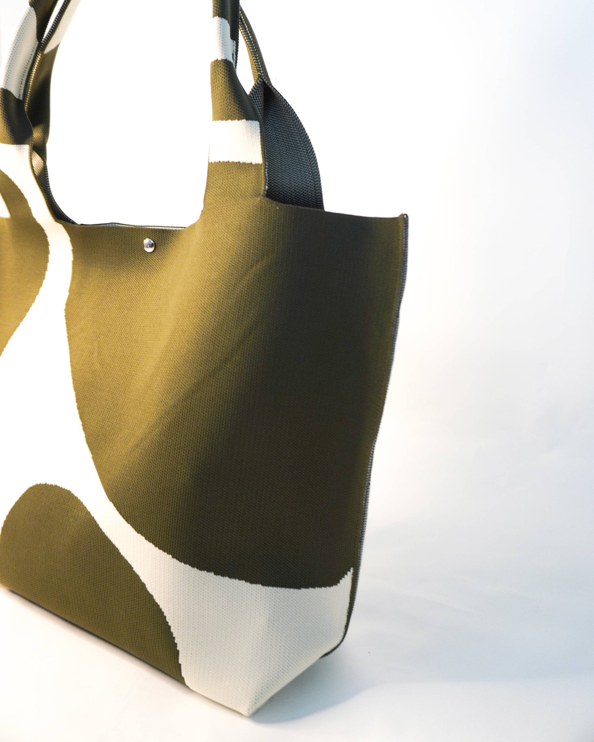 Multicolored tote bag with a white background