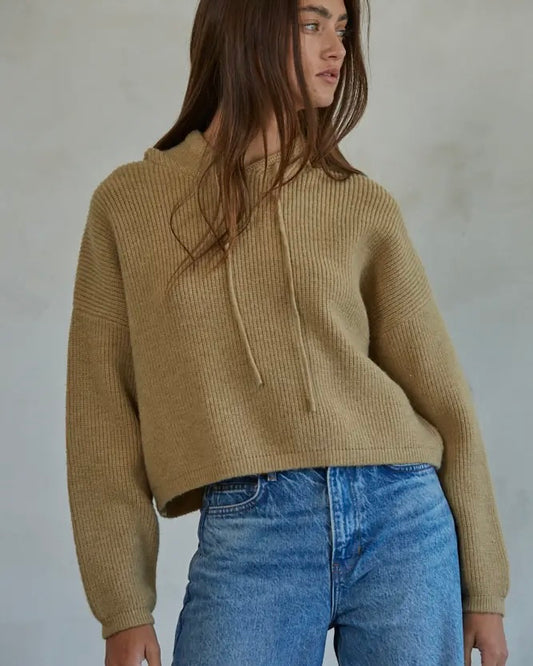 Cropped Knit Hoodie