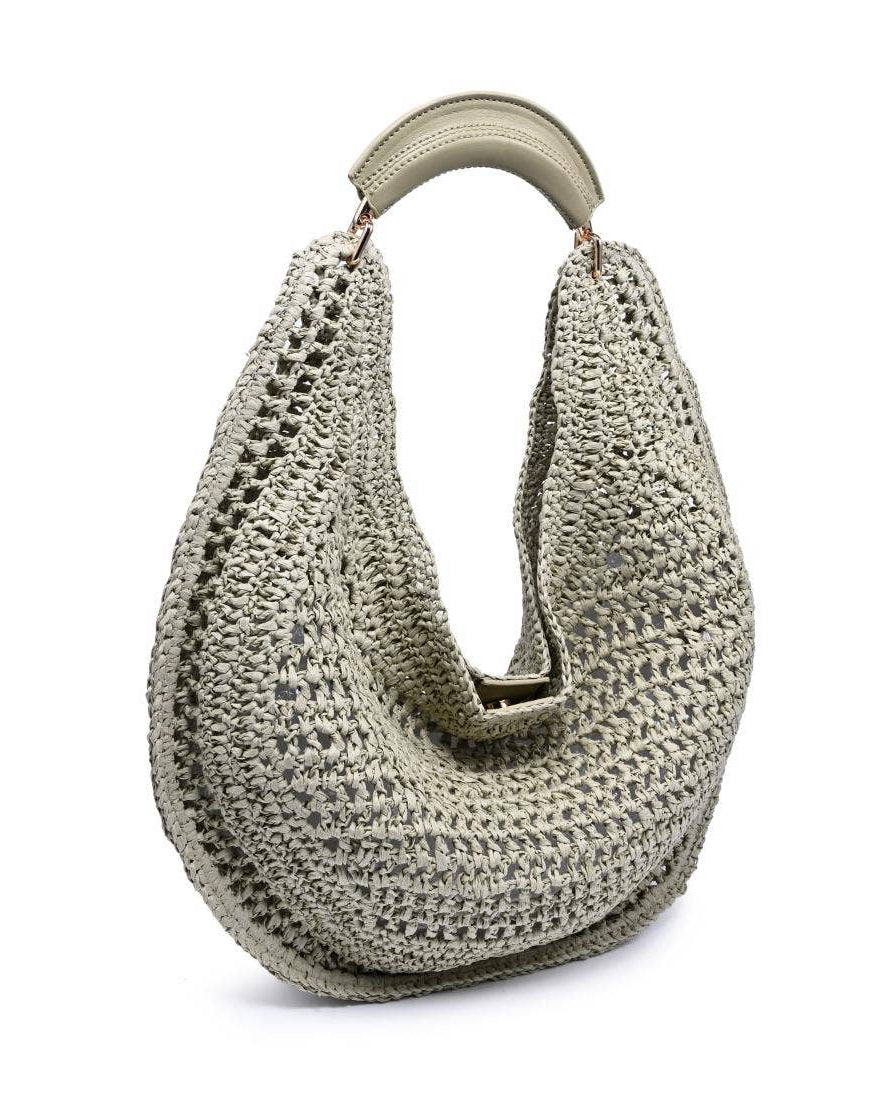 Woven handbag on a white background