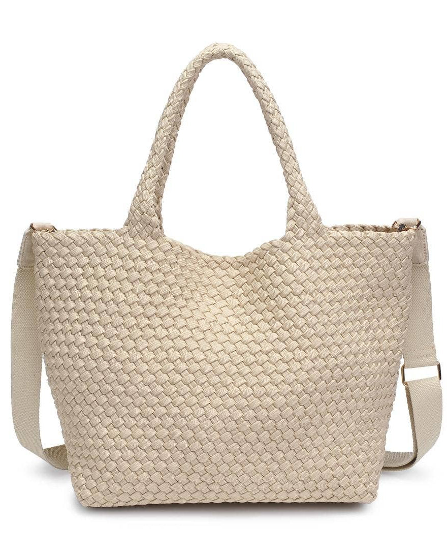 Sky's The Limit - Medium Laced Up Eco-Edition Tote: Beige