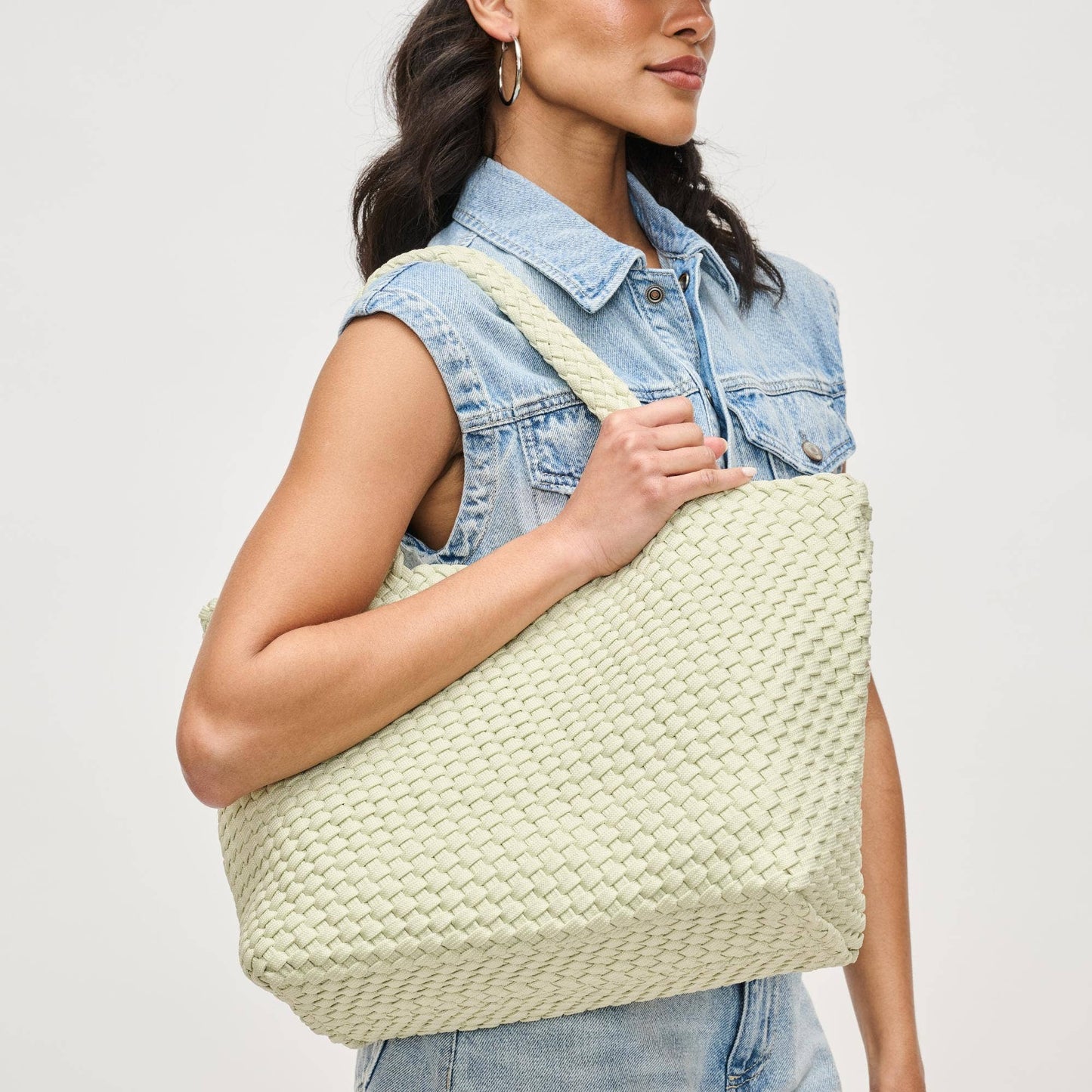 Sky's The Limit - Medium Laced Up Eco-Edition Tote: Beige