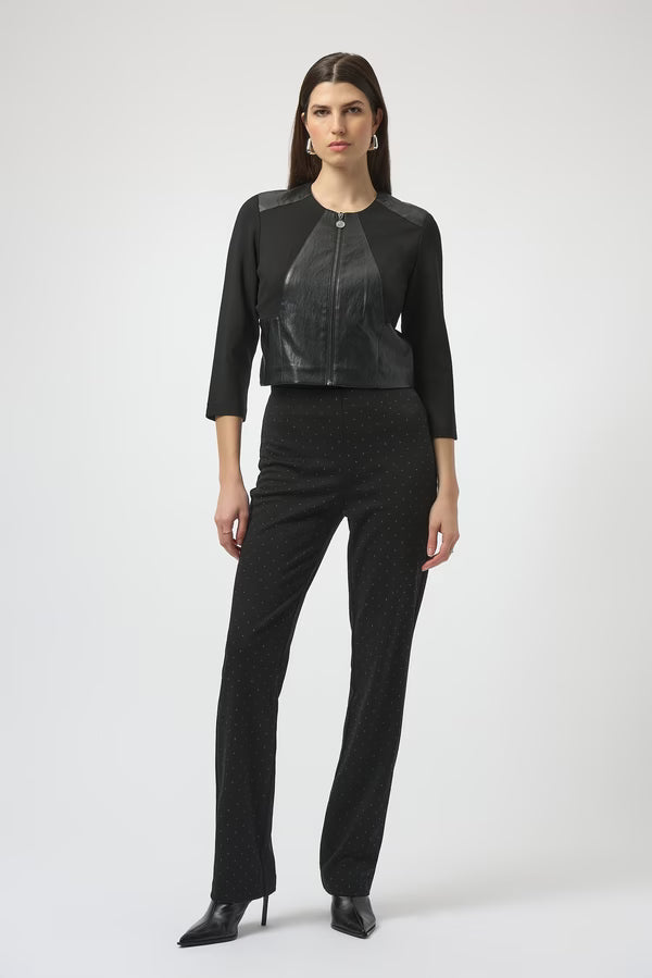 Cropped Vegan Leather Jacket | Black