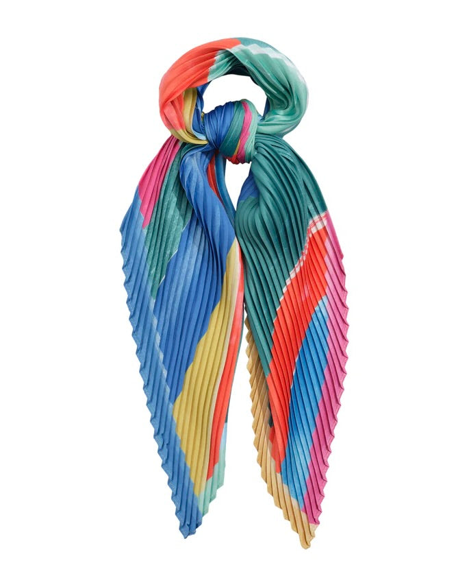 Colorful pleated scarf on a white background