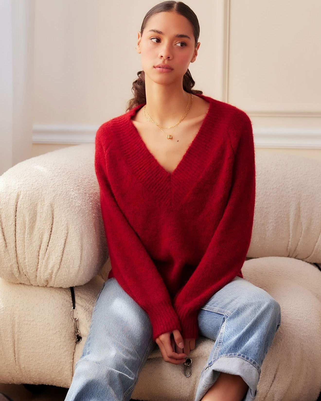 Heather V Neck Sweater