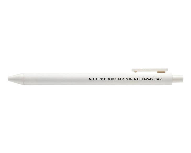 Image of Taylor Swift Pen-Nothing good starts in a getaway car on a white background