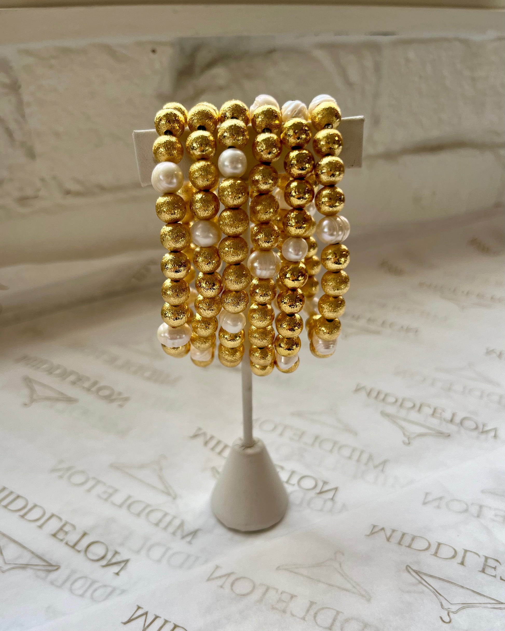 Image of Lisi Lerch Gold 8mm & Freshwater Pearl Bracelet 