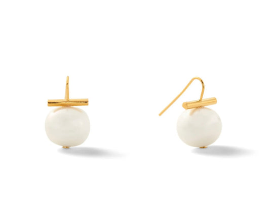 CC and Co. By Catherine Canino Medium Pebble Pearl Ear Wires