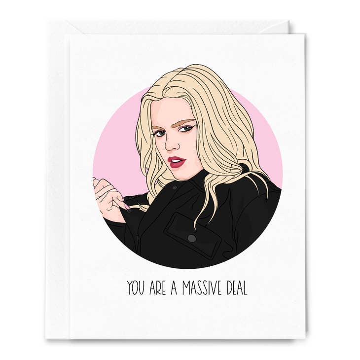 Image of Mean Girls Regina "you are a massive deal" card on a white background