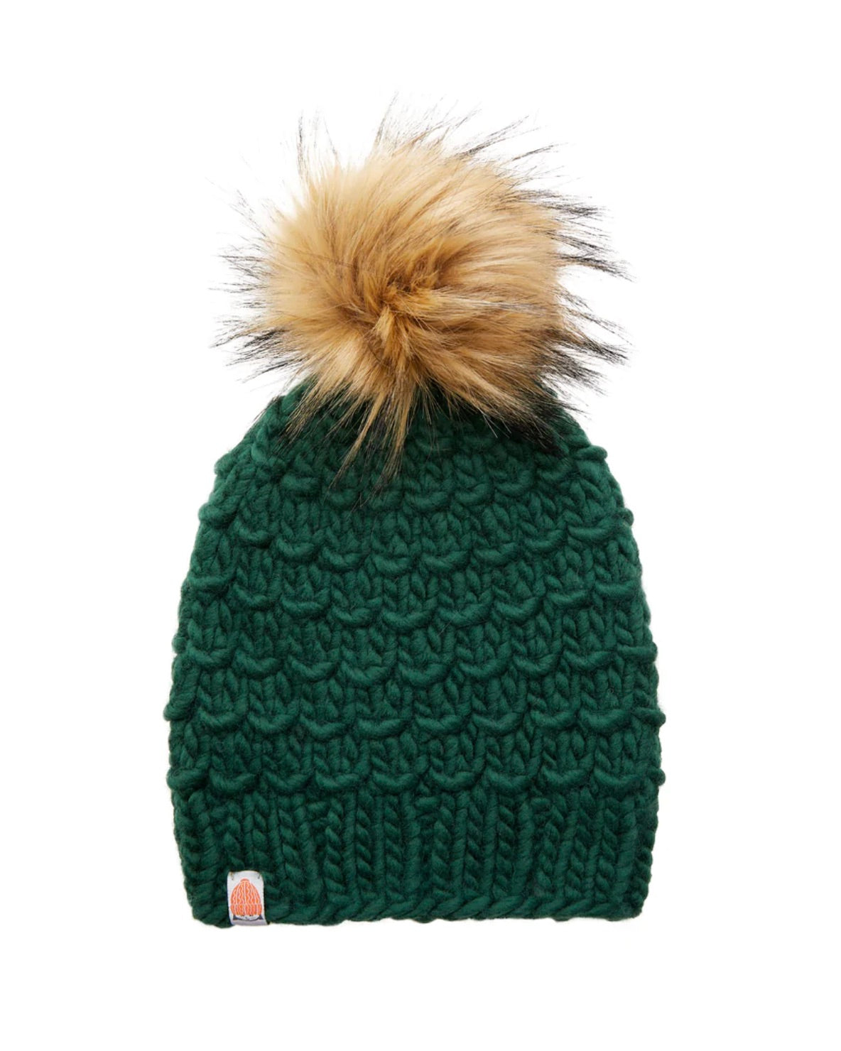 Sh*t That I knit The Gunn Beanie in Forest green on a white background