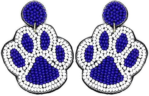 Middlebury College Blue Panther Paw earrings on a white background