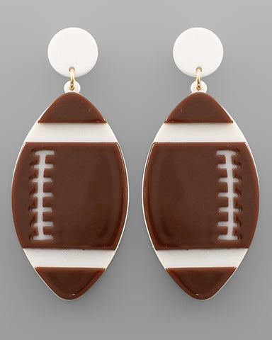 Image of Football Go Middlebury College Earrings on a grey background