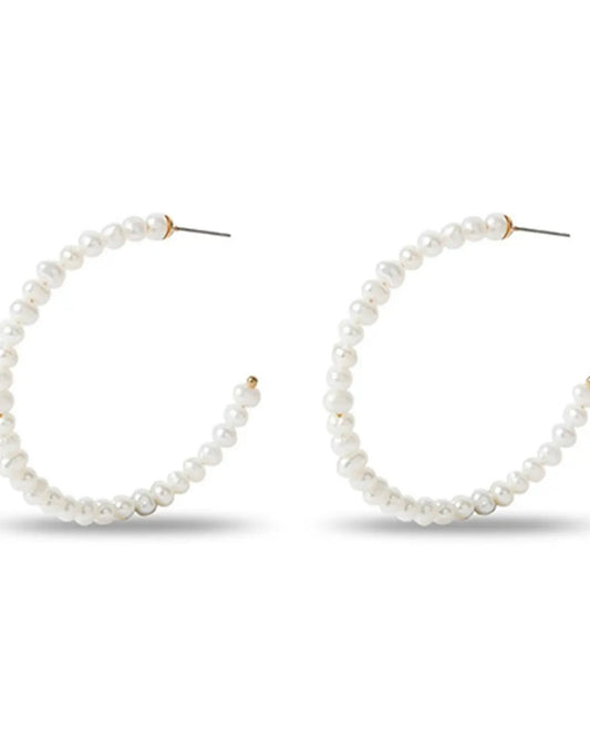 Image of Lele Sadoughi Freshwater Pearl Large Hoops on a white background