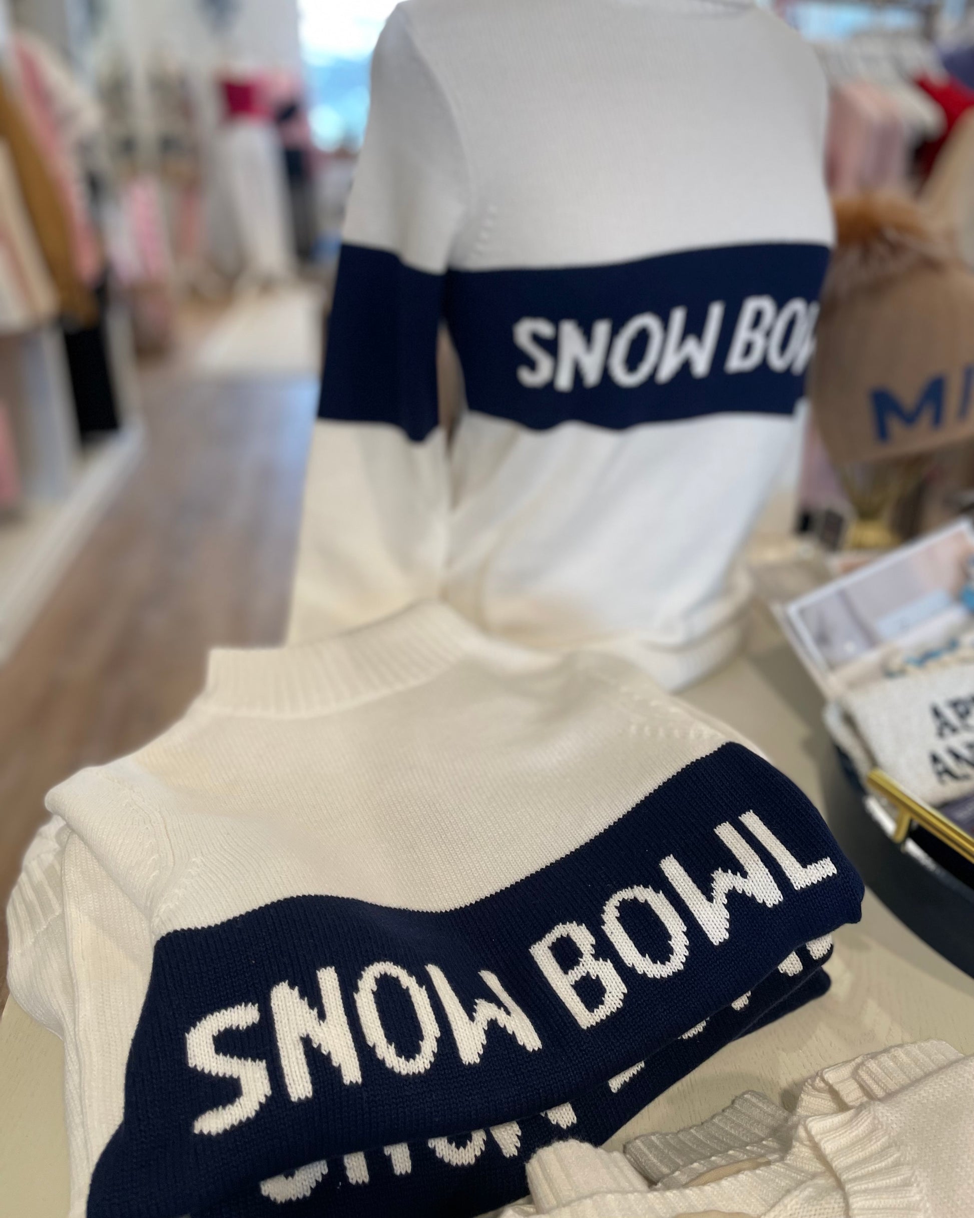 Image of SNOW BOWL turtleneck ivory/navy sweater 